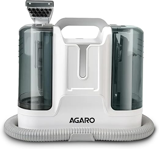 AGARO Crest Portable Spot Cleaner, Super Suction Cleaning Machine, Stain Remover, Multi-Purpose Portable Carpet and Upholstery Cleaner, with Replacement Heads, Pet Stain Vacuum, White.